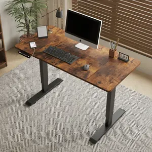 55"×24" Rustic Brown Electric Standing Desk Height Adjustable Desk