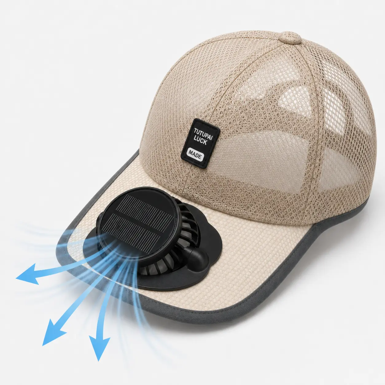 Unisex 1-Size Summer Solar Cooling Sun Cap - Breathable Mesh UV Protection Beach Hat with 1 Adjustable Detachable Fan, Solar & USB Rechargeable, for Fishing, Outdoor Sports, One Size, Unisex Names