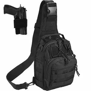 Tactical Shoulder Sling Bag Small Outdoor Chest Pack for Men Traveling, Trekking, Camping, Rover Sling Daypack Black【shipping from US 】