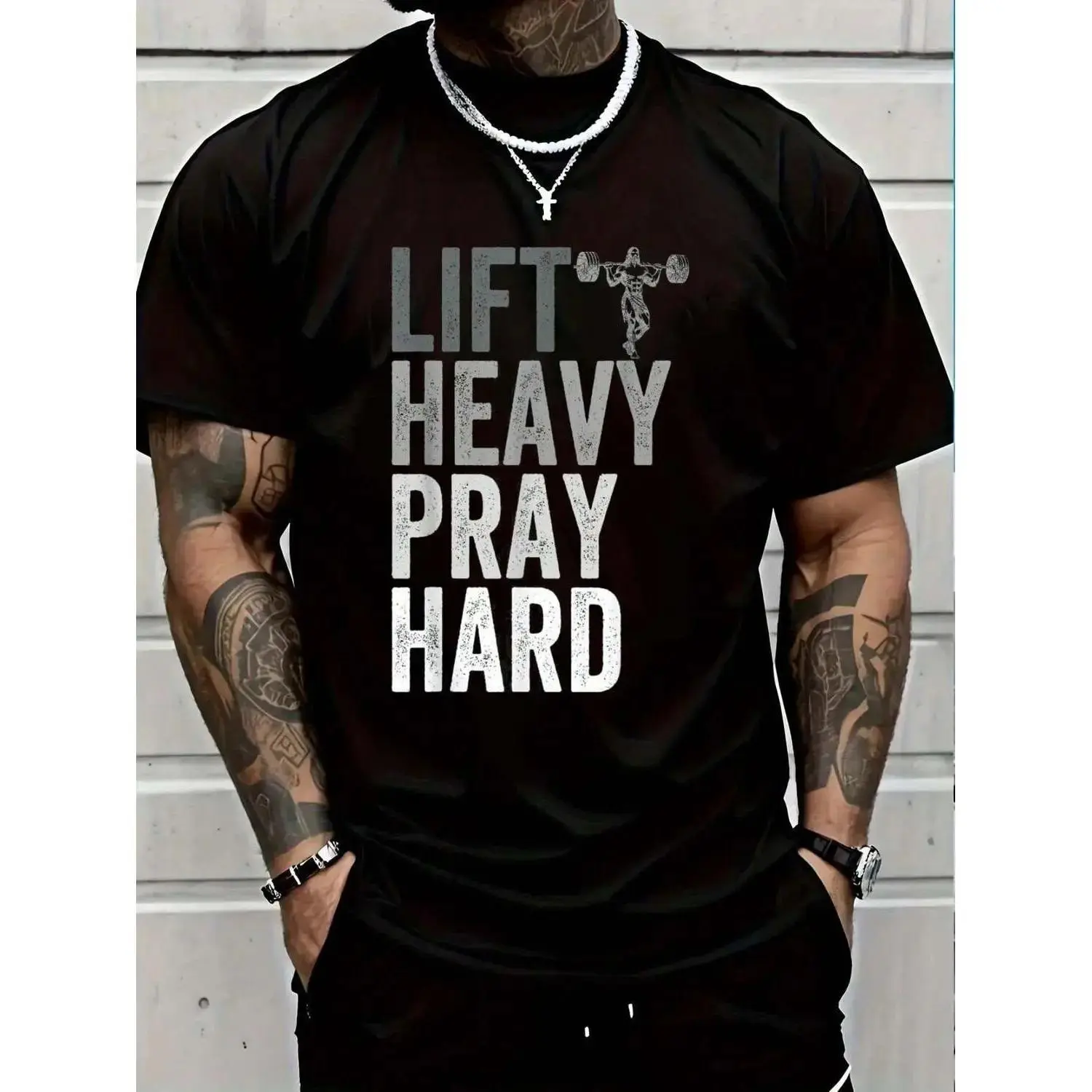 Men's 100% Cotton Gym Top - Heavy Lifting Christian Faith Graphic Athletic Sports Clothing, Gym Exercise Activewear for Men