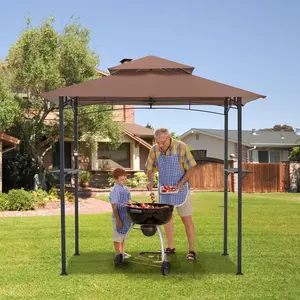 AECOJOY 8' x 5' Grill Gazebo with Double-Tiered Canopy & Durable Steel Ribs Ideal for Outdoor Grilling & Patio Protection  Patio Parasol