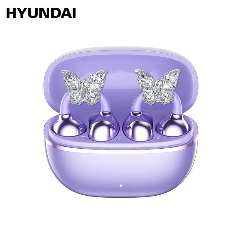 HYUNDAI C7 Earclip Bluetooth Headset - Adjustable Hands-Free Wireless Headphones, Athleisure Multi-Device Earbuds, Upgraded Panoramic Sound, Comfortable Clip-On Design, IP45 Waterproof for Workouts