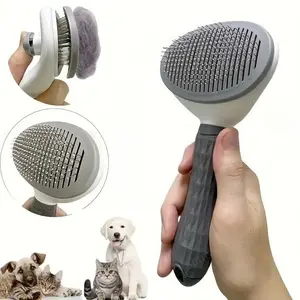 One-Click Pet Hair Removal Brush Automatic Slicker Comb for Dogs Cats Float Hair Remover Indoor Home Grooming Essential Keep Pets Well-Groomed Pet Accessory