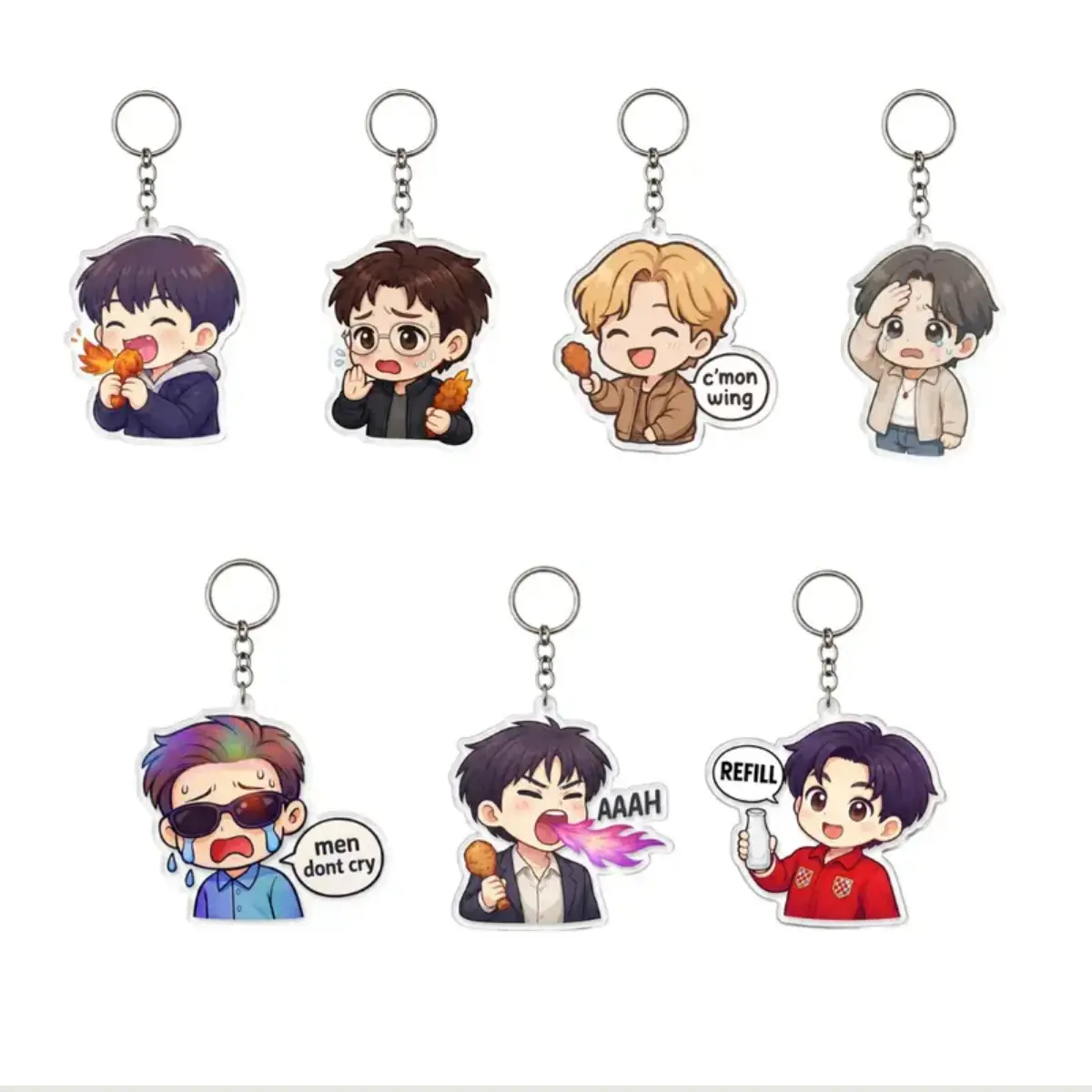 Kpop Spicy Challenge keyring Pack, Come on Wing keychain, Gift For Fan