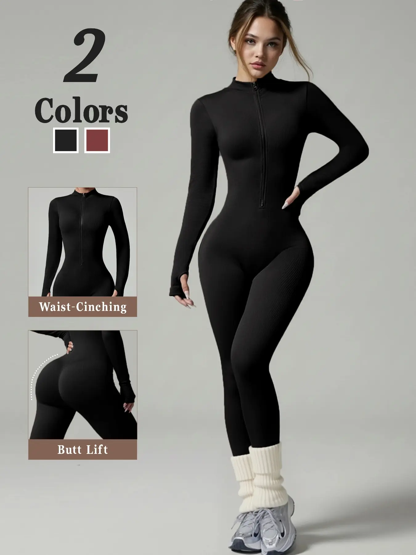 Sexy Zipper High Stretch Short Sleeve Tight Jumpsuit, Sporty Fitness Running Yoga Nine-Point Jumpsuit, All Seasons Wear, High Elasticity Jumpsuit