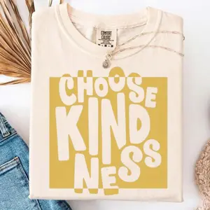 Comfort Colors Choose Kindness Statement T-Shirt, Retro Kindness Graphic Shirt, Spread Kindness Tee, Positive Vibes Kindness Shirt, Casual Wear, Womenswear