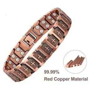 99.9%Pure Copper Magnetic Cross with 3500 Gauss Magnets Adjustable with an Adjuster included Hypoallergenic for Men Magnetic Field Therapy Jewelry for Wellness and Health Suitable for Gifting to Yourself Your Loved One and Father a Strong Bracelet