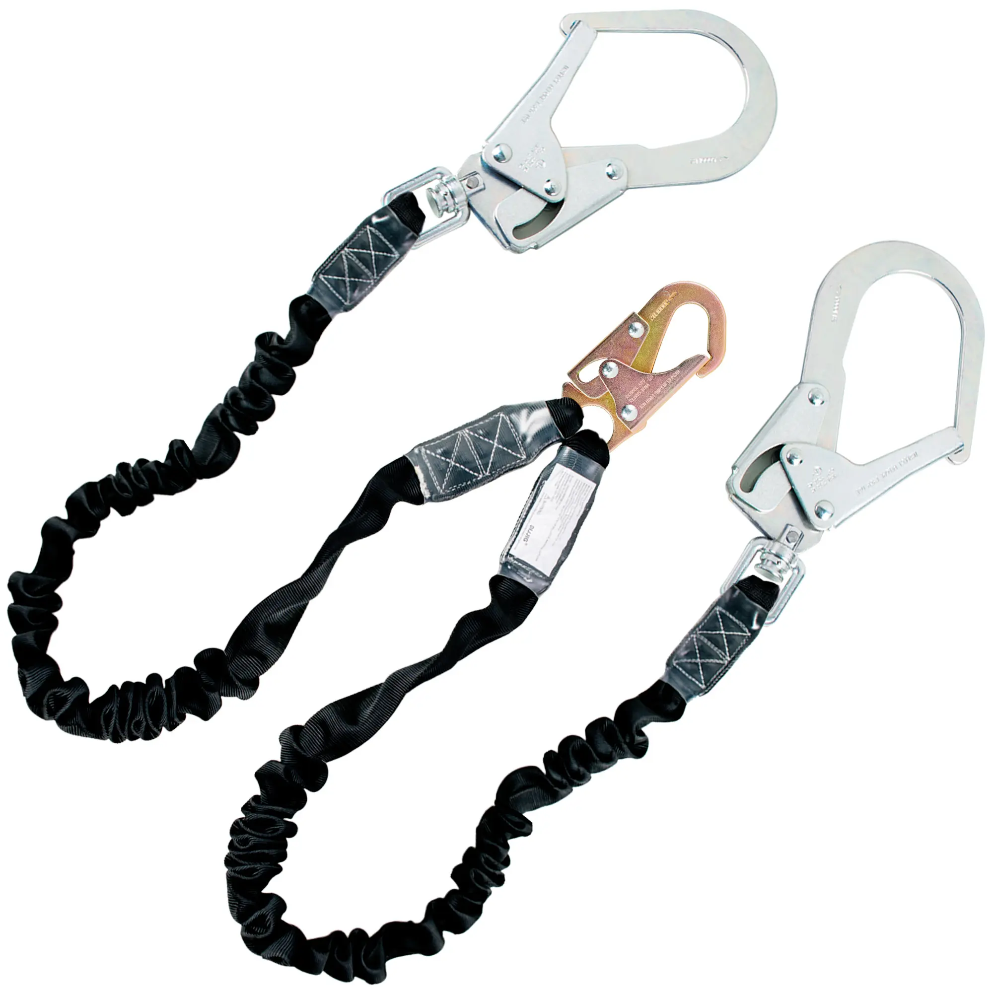 6ft Safety Harness Lanyard Double Leg Internal Shock Absorbing Safety Fall Protection Lanyard with Rope Harness Safety Lanyard Dual Rebar & Snap Hook Roofer Fall Protection Equipment（Alloy Steel）
