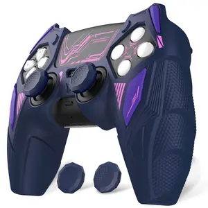 PlayVital Silicone Skin Set for PS5 Controller - Mecha Rhino Design, Anti-Slip Grip Cover Protector Compatible with Charging Dock, with Thumb Grips & Touchpad Sticker gaming items