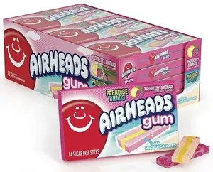 Airheads Paradise Blends Chewing Gum Raspberry Lemonade Flavor Sugar Free Xylitol 14 Sticks per Pack Box of 12 Packs by Perfetti Van Melle USA Inc.