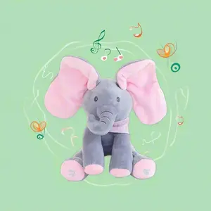 Cute Singing Elephant Plush Toy, Perfect Christmas Gift for Friends Family, Interactive Music Playing Elephant, Soft Safe, Blue or Ears