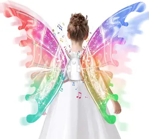 [New release] Glowing Butterfly Wings Pretend Play Dress-up and roleplay toys , Angel Wings for 4-12 year Years Girls, Fun Play, Fancy Toy for Kids Halloween, Christmas Birthdays gift