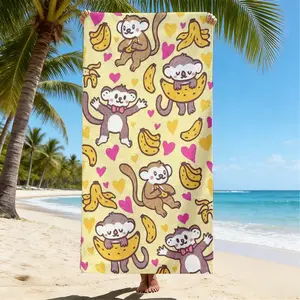 Banana Monkey Microfiber Beach Towel, Quick Dry Soft, Super Absorbent, Bath Towel, Beach Blanket, Perfect Summer Pool Travel Party Decoration