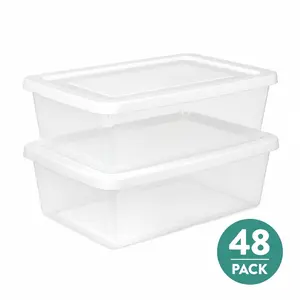 Sterilite 12Qt Storage Box, Stackable Plastic Container, Home Organizer, 48 Pack