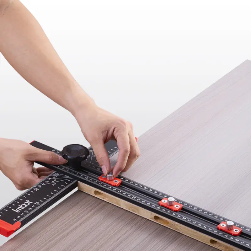 IMBOT Aluminum Alloy T-Shaped Straightedge Ruler - 2-in-1 Angle & Positioning Measuring Tool with Multi-Functions for Hand Measuring Tasks