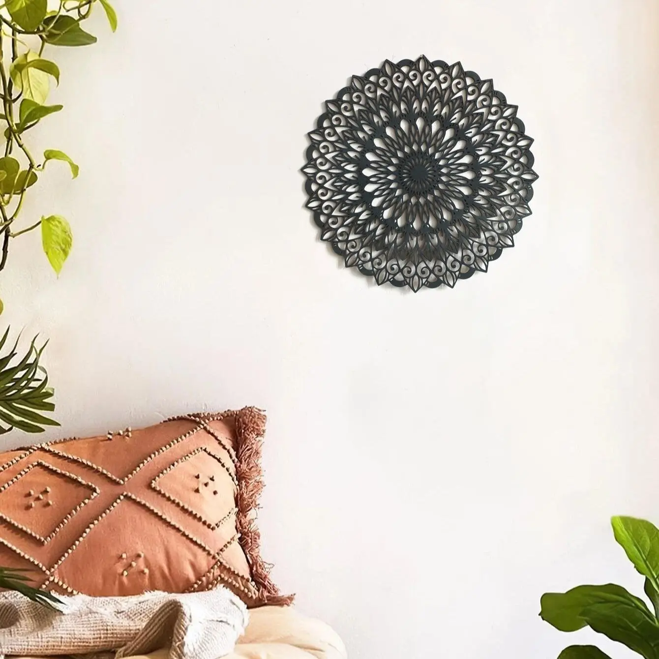 Wooden Mandala Pattern Hanging Decor, 1 Count Creative Hollow Out Wall Art, Wall Decor for Home Living Room Bedroom, Home Decor