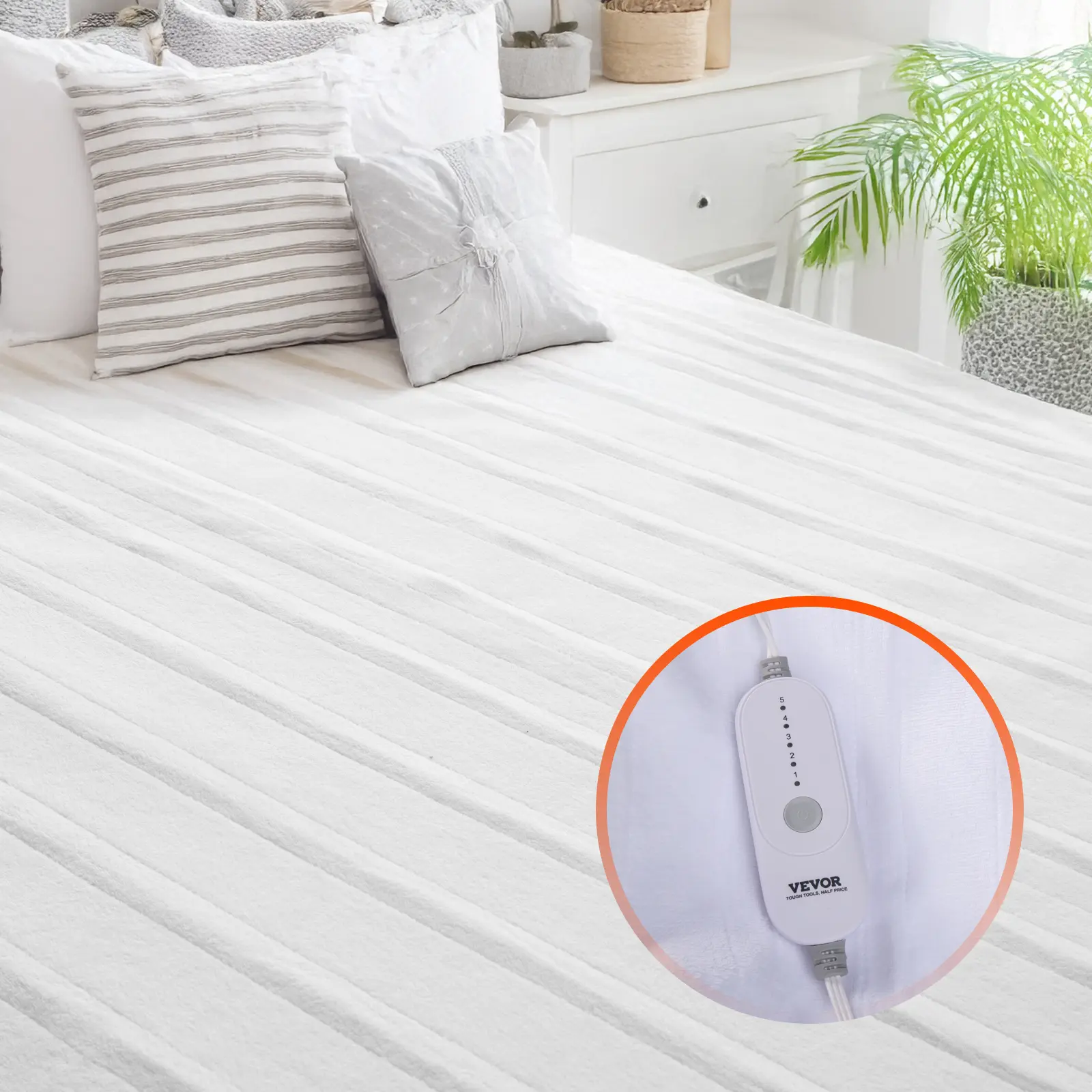 【Summerfinds】VEVOR Heated Mattress Pad - Mattress Pads ToppersKing Size 78x80 inElectric Bed Warmer with 1-5 Heat Settings Control10-Hour Auto Shut OffMachine-Washable Breathable Coral FleeceWhite, Mattress Pads Toppers, Heated Pad Mattresses