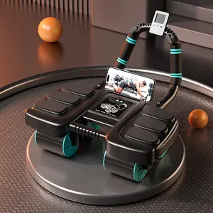 Wheel Roller with Elbow Support - Automatic Rebound Abdominal Wheel Roller, The Upgraded Four-wheel Abdominal Wheel Core Workout Equipment Home Gym Abs Machine