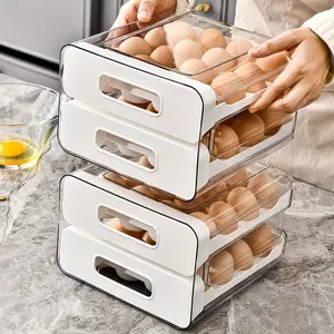 1 large capacity refrigerator egg rack, 32 fresh egg storage boxes suitable for refrigerators, egg storage container storage box, transparent plastic egg tray