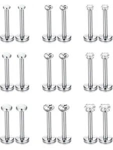9Pairs 16G Stainless Steel Labret Lip Rings Studs for Women Helix Cartilage Tragus Ear Piercing Body Jewelry 6MM 10MM