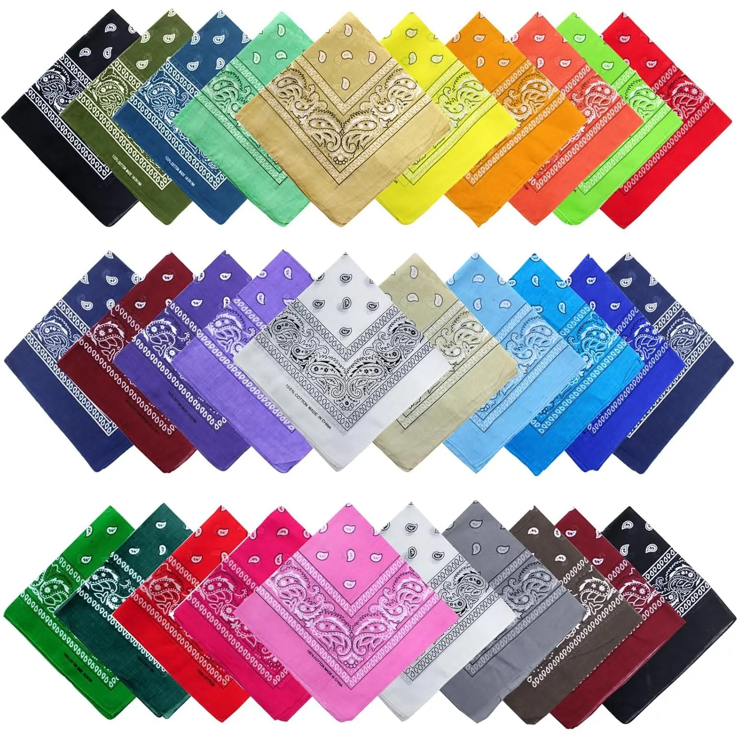16-30 Pieces Unisex Paisley Bandanas Bulk Multi-Purpose Headband Cowboy Head Wrap Scarf for Women Men Boys Girls
