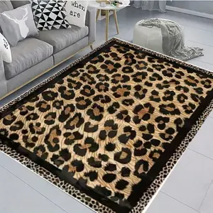 1pc Leopard Print Vintage Theme Rug, Durable Non-Slip for Living Room Decor, Luxurious Wild Space Arrangement, Polyester Material, Animal Printed Rug