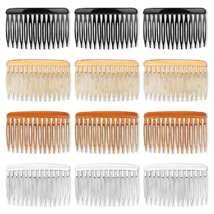 Side Combs French Twist 12 Pcs 14 Teeth Decorative Hair Accessories Vintage Style Clips Pins Plastic Fine Styling Comb Women Bridal Long Curly Hair