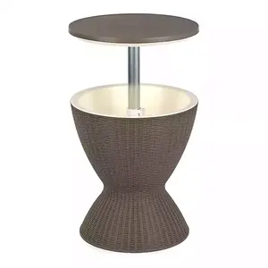 Kirklands Taupe Woven Outdoor Cooler Table