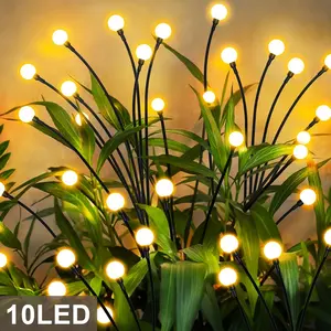 1pc,10 Solar Firefly Lawn Lights, Dreamy Warm Light, Suitable for Garden LED Wind-Powered Ground Plug Decoration Outdoor Path And Lawn Lighting Halloween Christmas New Year Ramadan Home Courtyard Atmosphere Lighting, Solar Spotlights for Plants