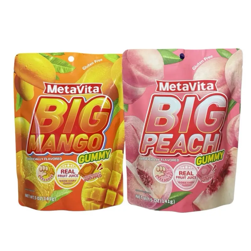 Metavita Peelable Gummies - Easy Peeling Candy, Mango & Strawberry Flavors, 141g Single Bag, Cupboard-Storable, 24 Months Shelf Life, All Ages Convenient Snack, Fun And Flavorful