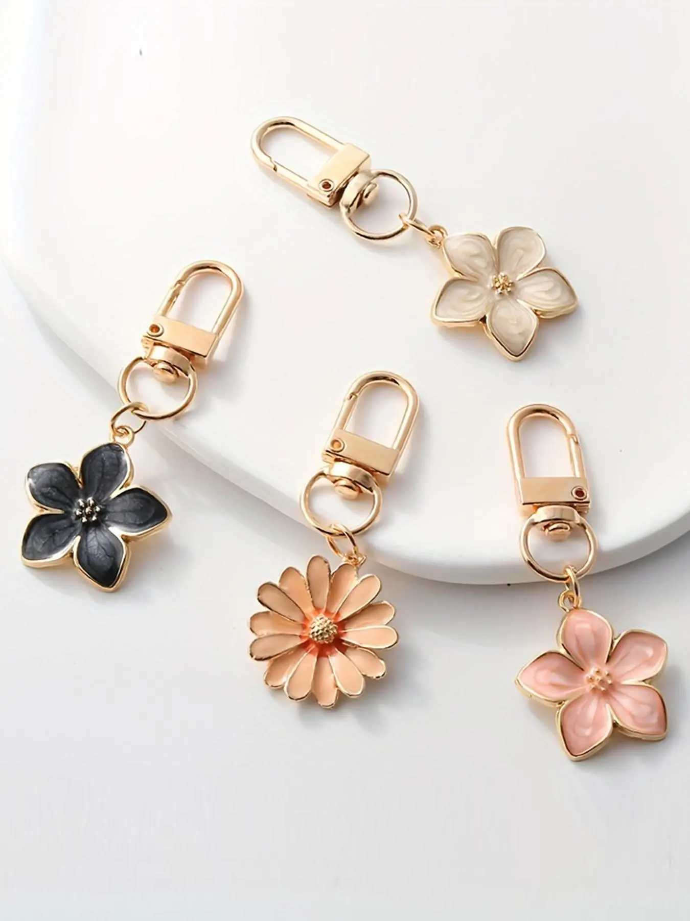 Cute Flower Design Keychain, Fashionable Metal Keychain for Women & Girls, Trendy All-match Keychain for Birthday Gift, Keychain Set
