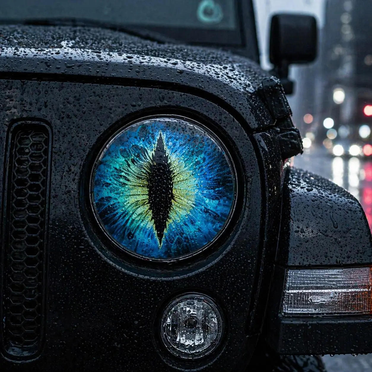 Beast Eye Headlight Decals Pair for Jeep - 3D Acrylic Vinyl Stickers, Custom Styling Upgrade, Easy-to-Apply Car Exterior Decoration for Front Plastic, Glass, Ceramic Headlamps with Enhanced Visual Effect