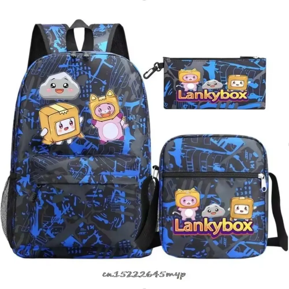 3 Pcs Set Lankybox School Bag College Student Women Men Backpack Trendy Travel Laptop Backpack Teens Daily Backpack Messenger