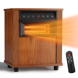 Infrared Heater for Indoor Use Electric Space Heater with Wood Frame Tip-Over & Overheat Protection, 3 Heat Settings, 1500W for Large Room Office