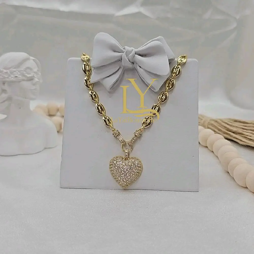 LaYaiBoutique #2136 high quality 14k gold plated heart necklace