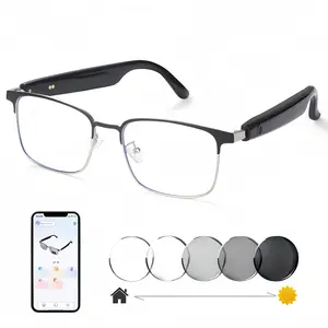 Color-changing Bluetooth audio smart glasses with APP, photochromic lenses that darken in sunlight, downloadable multi-function APP, metal frame
