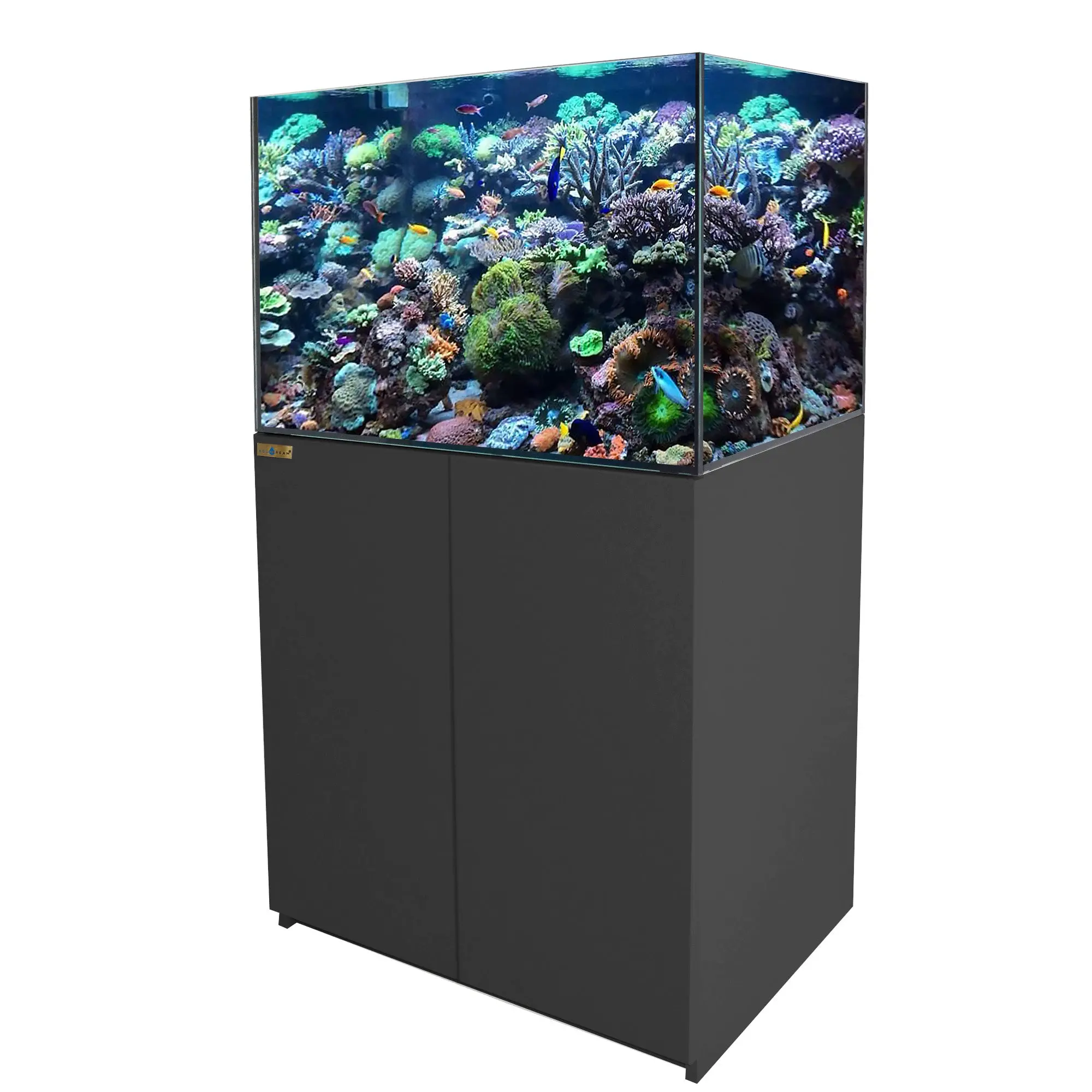 115 Gallon Coral Reef Aquarium with Stand, 73G Ultra Clear Glass Tank, 41G Built-In Sump Filtration System, Matte Cabinet, Prebuilt All-in-One Marine & Freshwater Aquarium Setup
