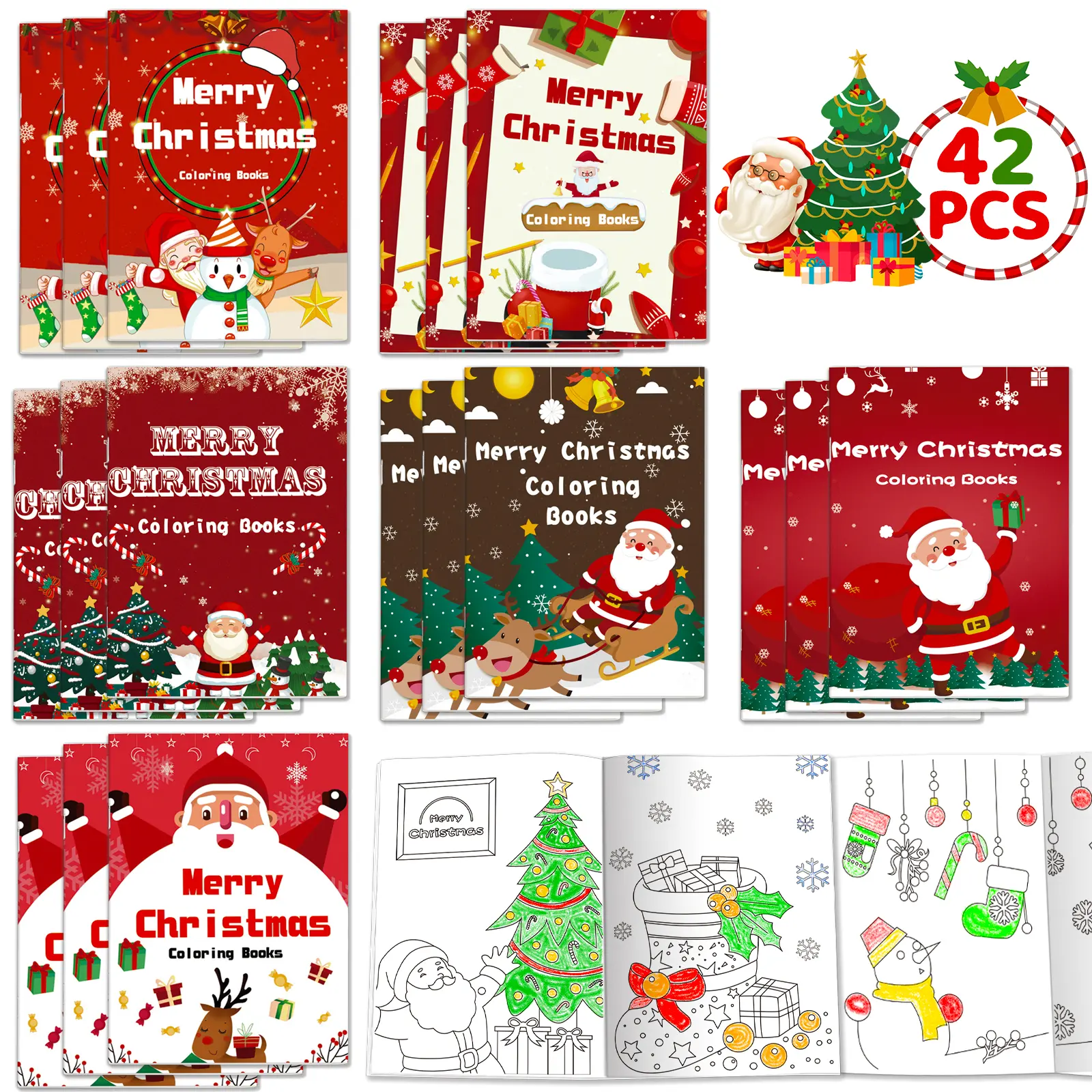 42 Pack Christmas Holiday Coloring Art Sets for Kids, Xmas Party Favors Gifts, Xmas Holiday Stockings Goodie Bags Stuffer Filler Party Supplies for School Classroom Activity