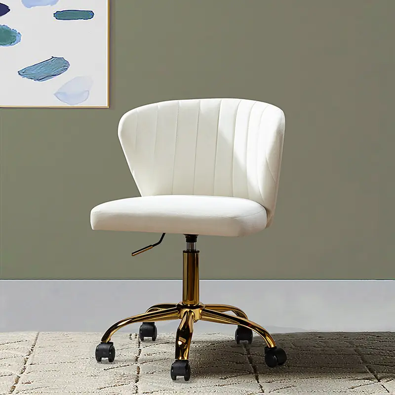 HULALA HOME Chandra Velvet Office Chair Classic Design Ergonomic Shape Durable Frame Soft Filling All Directional Wheels Height Adjustable Vertical Tufted Modern Leather Comfy Furniture