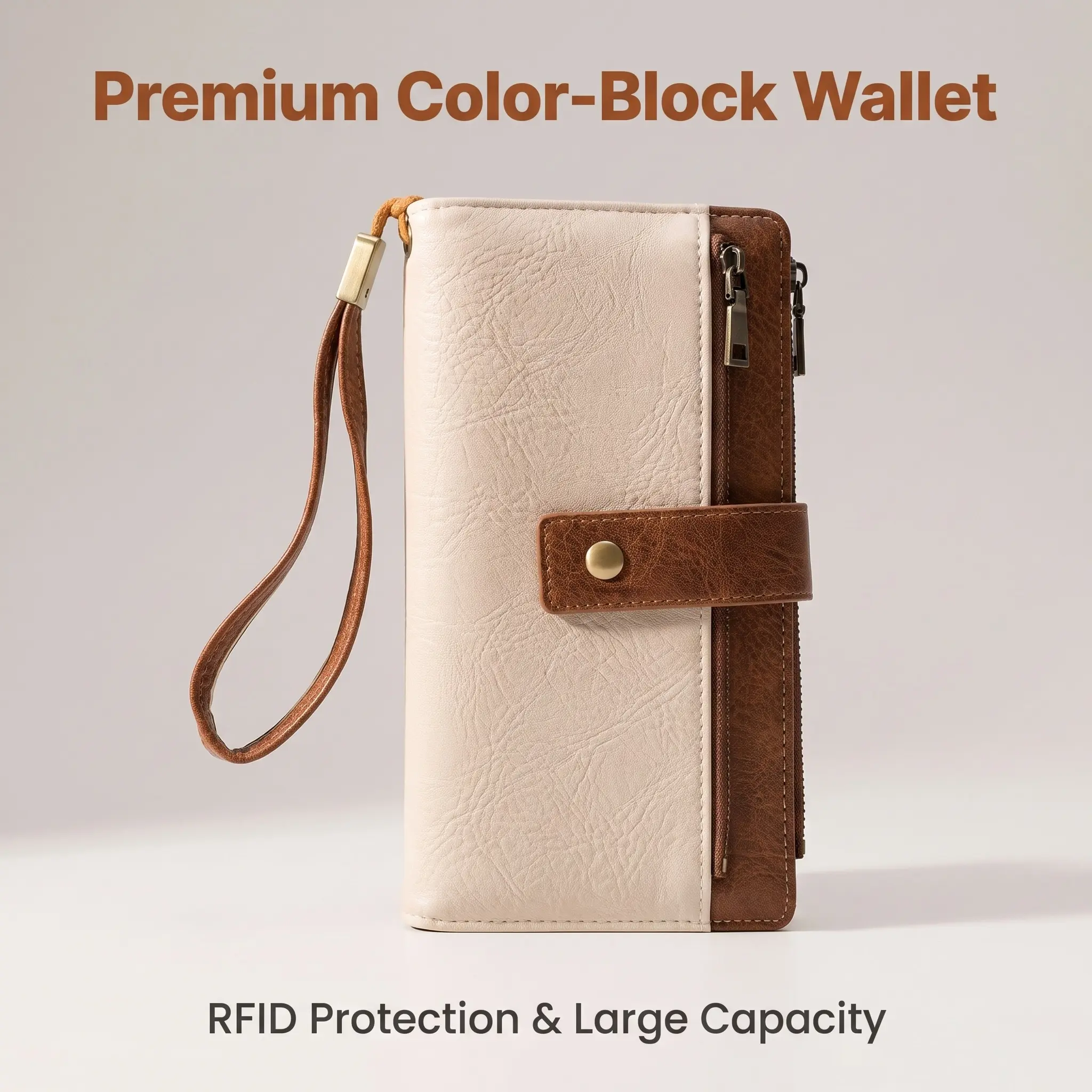 Women's Leather Long RFID Blocking Wallet - Casual Chic, High-Capacity Compartmentalized Multi-Purpose Solid Colors Clutch Wallet Purse, Elegant Party Gifting for Evening Occasions