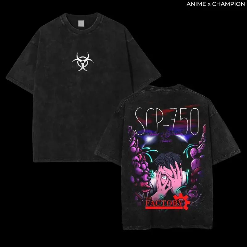 SCP-750 Oversized Washed T-Shirt - 230gsm Premium Cotton Short Sleeve Crew Neck Classic Rock Style Summer Top for Anomaly Hunters & Fans