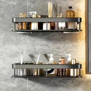 2 pcs New Bathroom Organizer Set Wall Mounted No Drill Shower Caddy Space Saving Shampoo Conditioner Storage Holder Bathroom Accessory