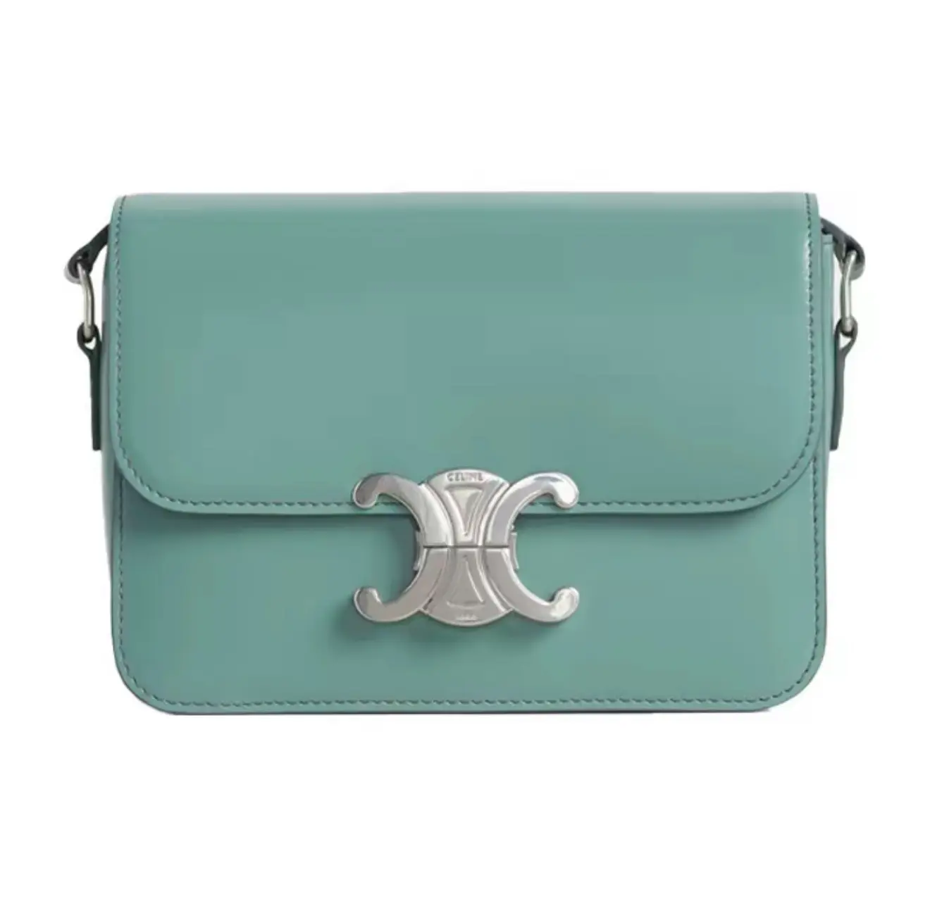 Pre-owned Celine Teen Triomphe Box Bag, Sea Salt Mint Green with Silver Hardware 2604631