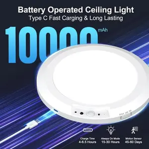 Wireless Motion Sensor Ceiling Light | Rechargeable Magnetic Long Lasting LED Light with Flexible Lighting and Remote | Battery Powered for Shed, Porch & Indoor Outdoor Use