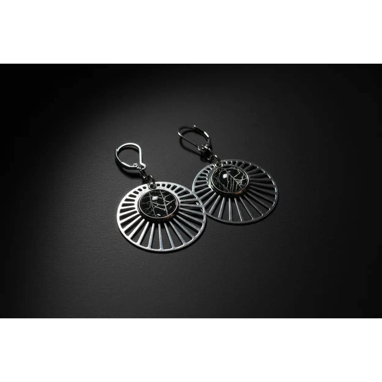 Silver-Tone Spiderweb Motif Earrings – Gothic Dangle Jewelry