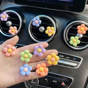 Car Air Outlet Decoration, 6 Counts Cute Flower Shaped Car Ornament, Car Interior Decoration Accessories, Car Interior Accessory, Car Trinkets, Auto Interior Accessories, Car Interior Ornaments, Car Decorations