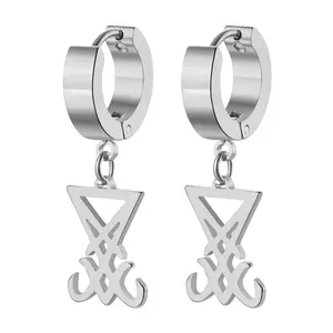 Mens Lucifer Sigil Earrings: Seal of Satan Earring - Jewellery Gifts for Husband Boyfriend Lover