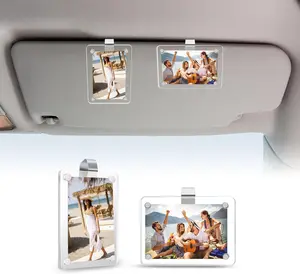 LZDJTQ Car Magnetic Sun Visor Photo Clips Clear Acrylic Display Frames for Family Pet Photos Easy Clip Driver Gift Daily Use Set - Vehicle for Polaroid Go and Instax Mini