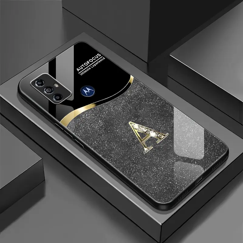 Suitable for [Motorola Moto G Power (2022)] New high-end flashing letter glass mobile phone case New business simple metal paint electroplated glass mobile phone case Affordable anti-fall and anti-fingerprint-888