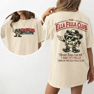Ella Fella Club 2-Sided Comfort Color Shirt – Vintage Cowboy Graphic Tee, Retro Texas Western Style Front & Back Print, Country Concert Outfit